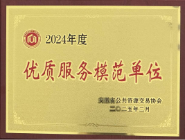 2024年度優(yōu)質服務模范單位
